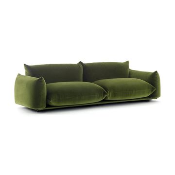 Zhua Luxury 3-Seater Velvet Sofa - Deep Olive Green Modern Cloud Couch