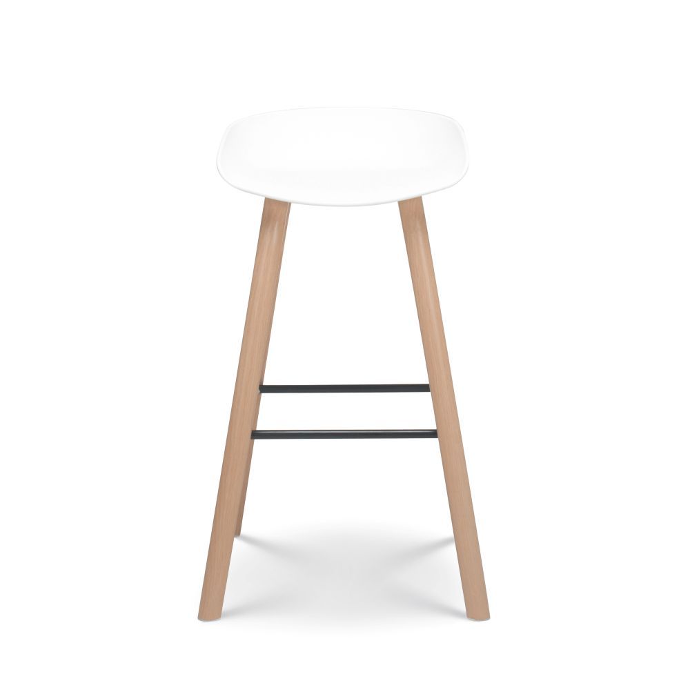 Wooden Leg White Plastic Barstool - VC1056LW