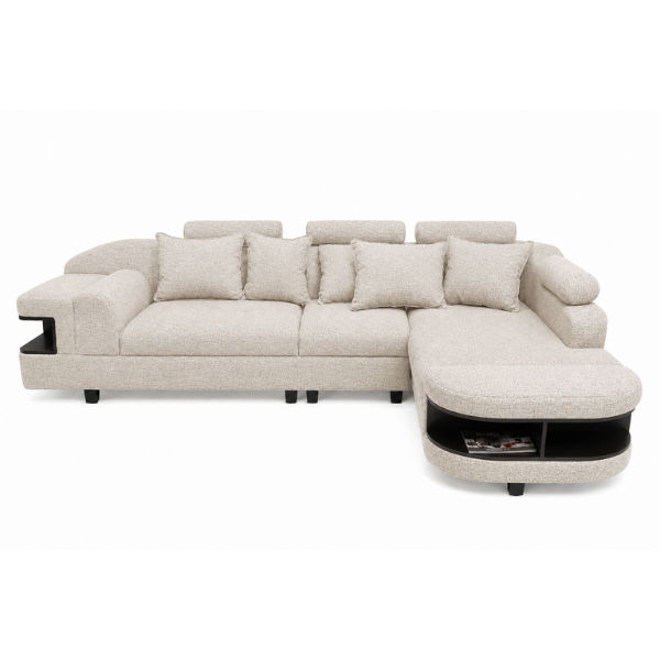 Chloe L Shape Corner Sofa – Woven Fabric White