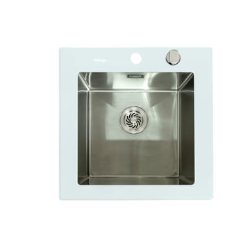 Quinn Large Bowl Glass Kitchen Sink White - Silver
