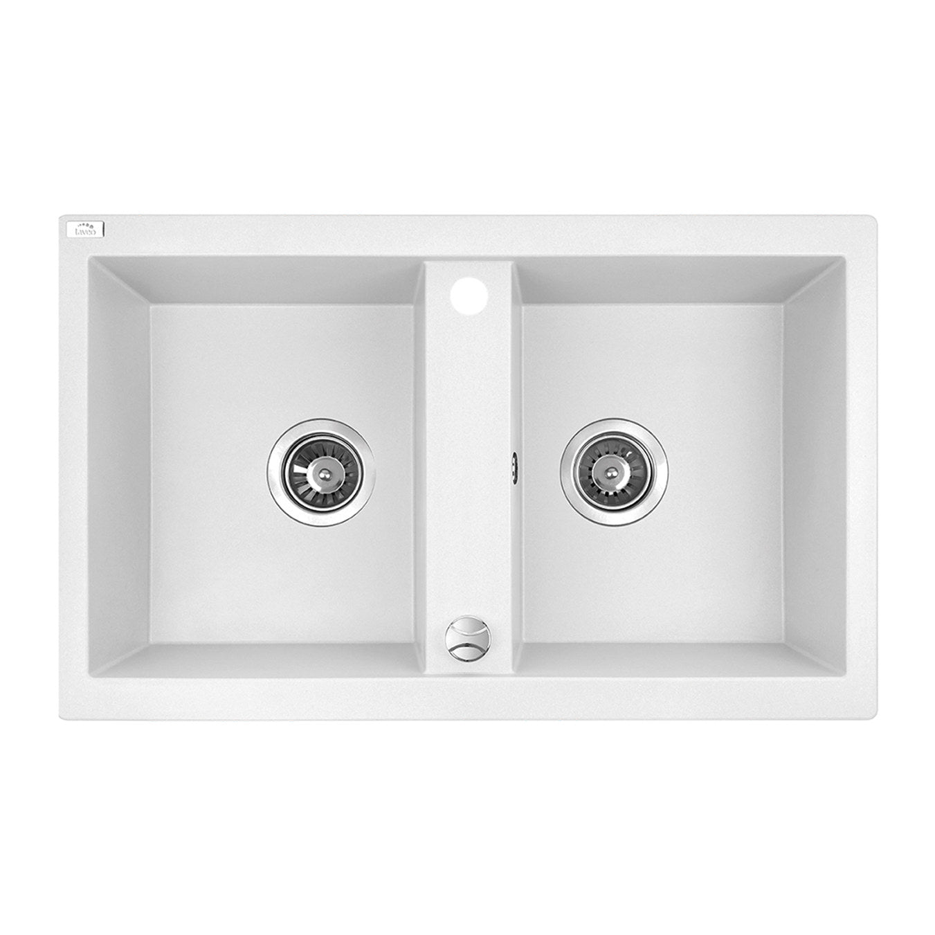 Laveo Barbados 780 Granite Composite Kitchen Sink 2 Bowl - White