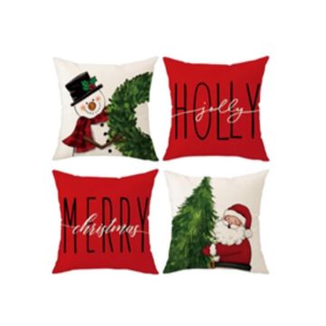 Christmas Cushions Decorative Cushion Cover Set Christmas Linen - Pack of 4