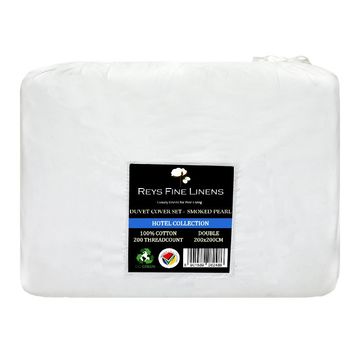 Rey's Fine Linen - Hotel Collection - Oxford Duvet Cover Set-06 Pc Pack-Double-Smoked Pearl