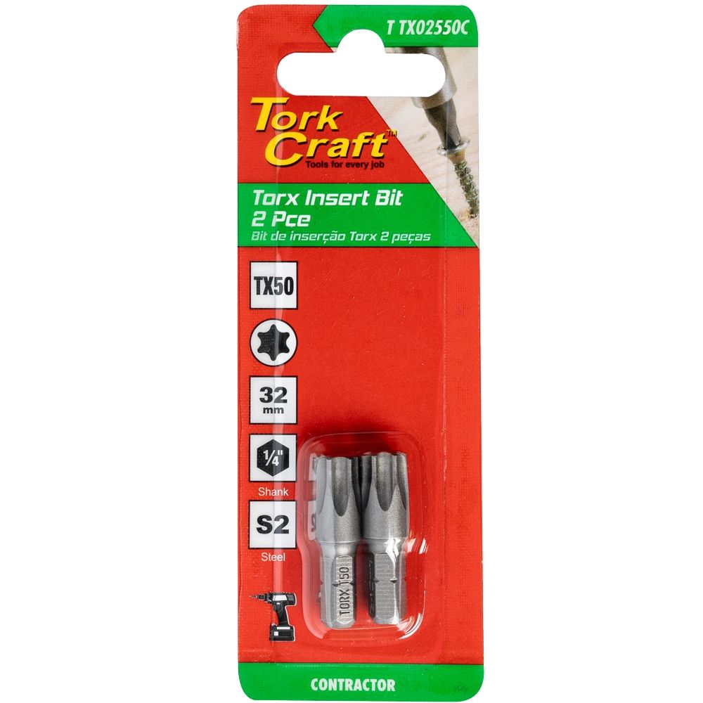 TORX TX 50 CLASSIC BIT 25MM 2PC CARDED