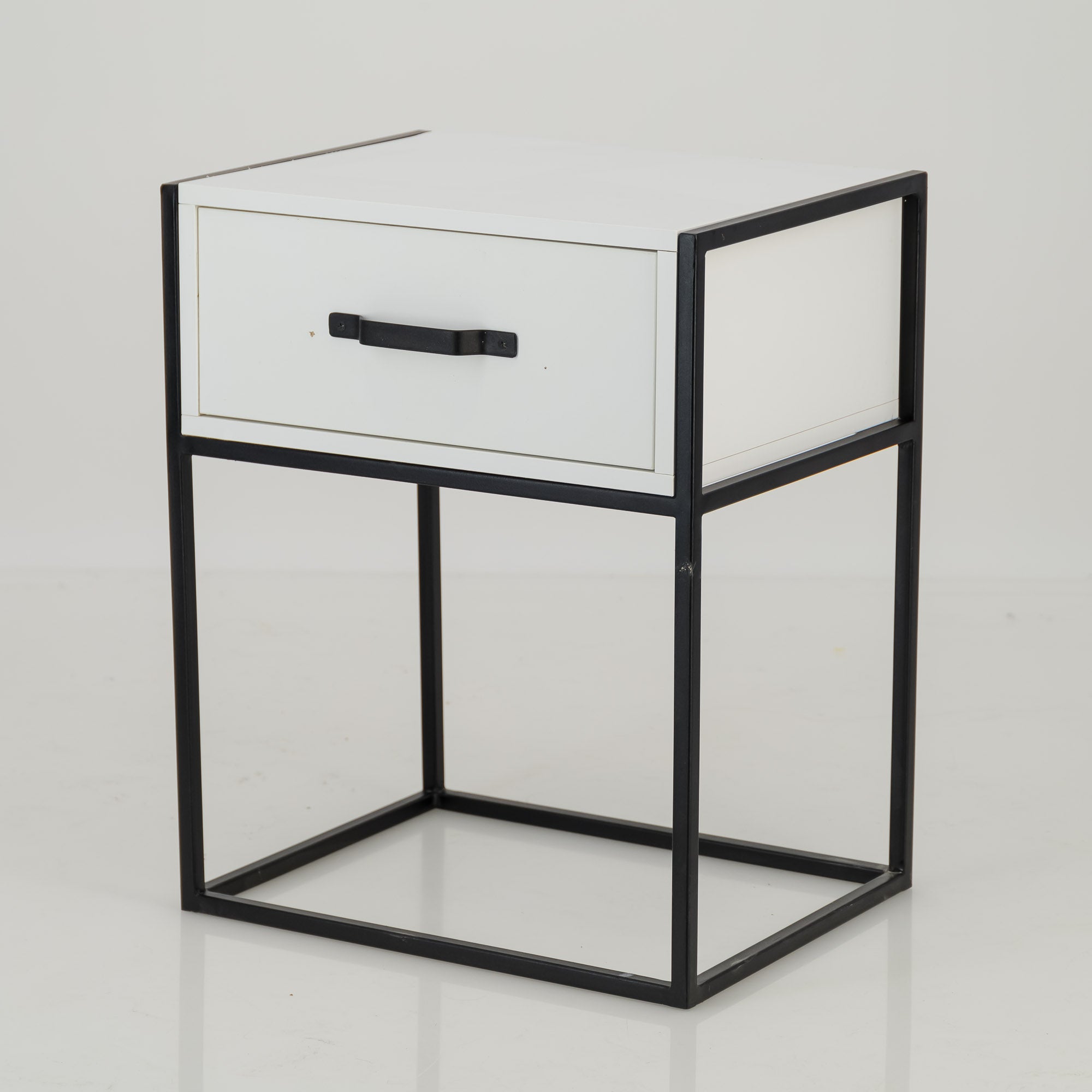 Tsitsikamma White Side Table with One Drawer - Steel Handles