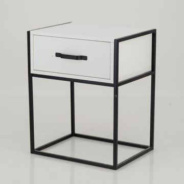 Tsitsikamma White Side Table with One Drawer - Steel Handles