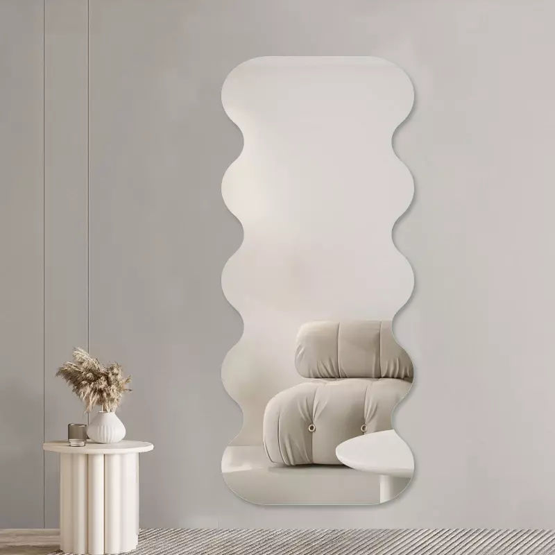 MHome 150x50cm Wavy Acrylic Mirror Sheet – 2mm Thick, Shatterproof, Self-Adhesive with Tape Strips