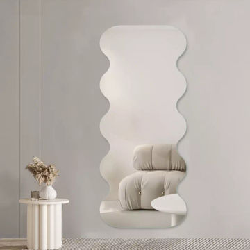 MHome 150x50cm Wavy Acrylic Mirror Sheet – 2mm Thick, Shatterproof, Self-Adhesive with Tape Strips