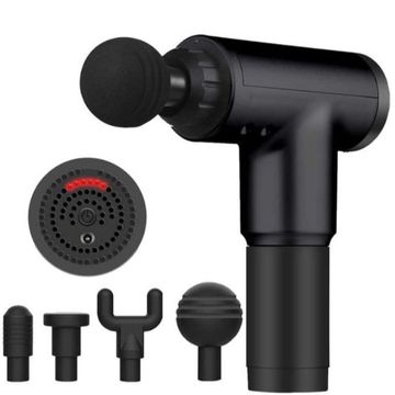 Deep Tissue Massage Gun with 4 Changeable Heads - Black/Silver