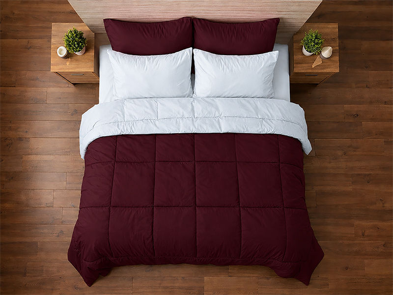 Everyday Collection Reversible Comforter Set - 90 GSM - King - Super King - Pomegranate - Optical White (06 Sets)