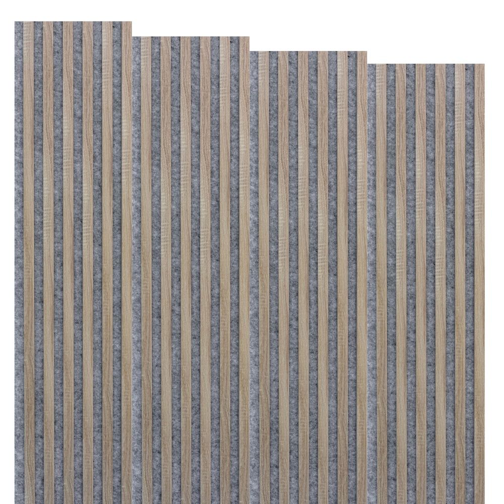 Marbet Design Woodline - 4 units of Sonoma Oak Lamella Panel on Grey Felt - 2700 x 300 mm