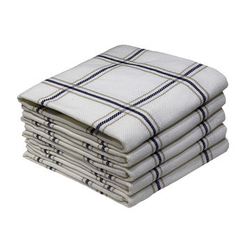 Bunty's Kitchen Towel - Design 2040 - 040x080cms - (05 Pc Pack) - Big Checks - Estate Blue