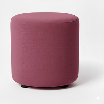 Round Upholstered Fabric Ottoman Dark Pink