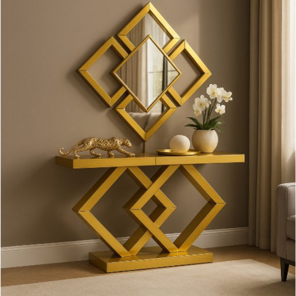 Leyana Luxe Console & Mirror Set -Gold