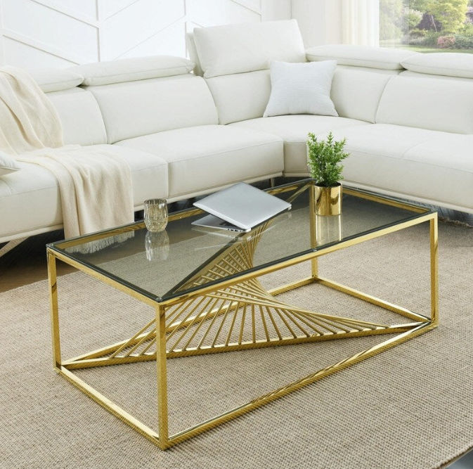 Cavella Coffee Table -Clear/Gold