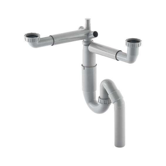 EQUATION Space saving Kitchen Traps for two sinks