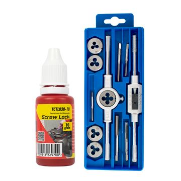 12Pc Tap & Die Set Nr Set 12 C/W Screw Lock Low Strength Tctl030-10