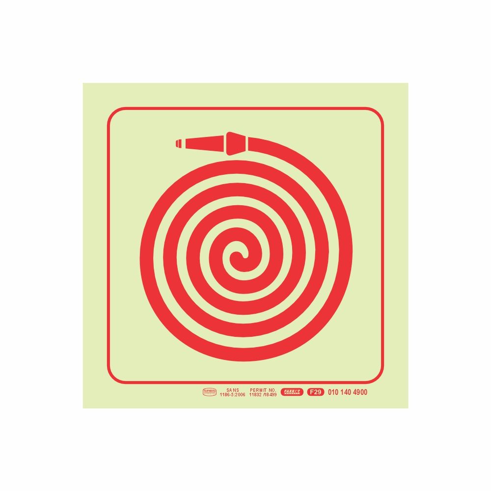 Photoluminescent 190mm Safety Sign F29 Fire Hose Reel