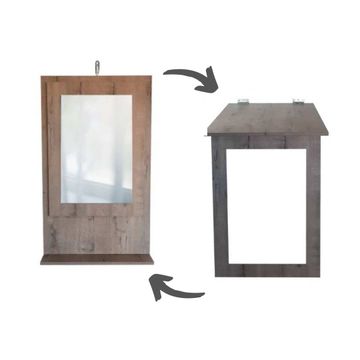 SpaceSave Fold Up Wall Mounted Desk & Mirror 100x60cm - Rustic Wood
