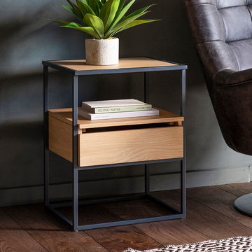 Fine Living Athens Side Table - Wood Top - Finery