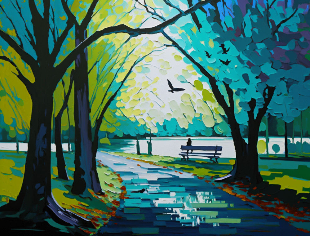 Canvas Wall Art - Walk in the Park - B1400 - [120 x 80 cm]