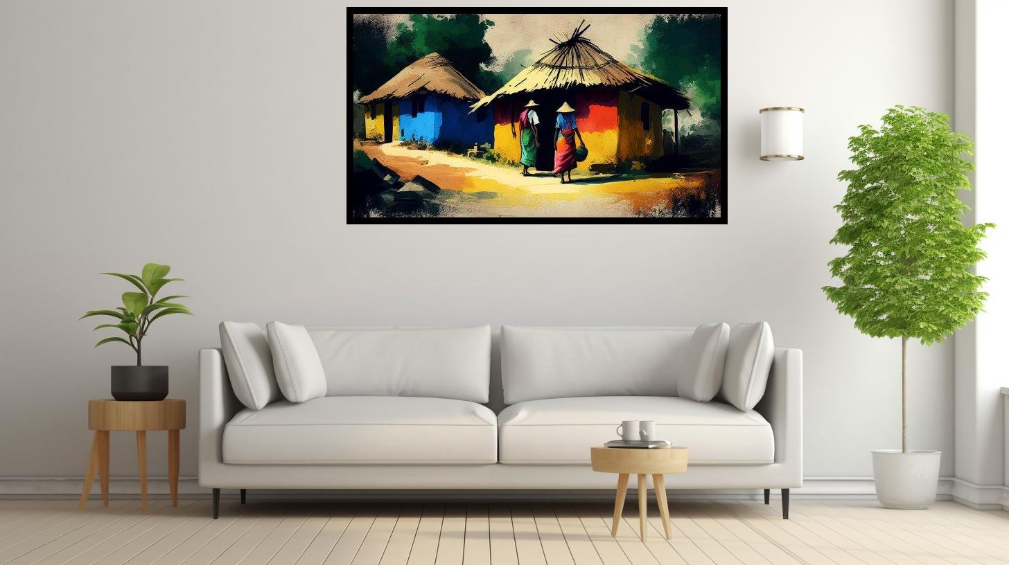 Canvas Wall Art - African home Painting - B1614 [120 x 80 cm]