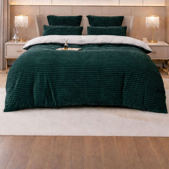 Corduroy 5 Piece Comforter Set- Green - Queen/King Size