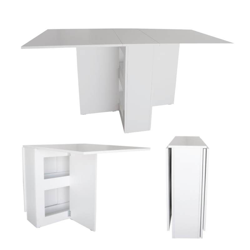 SpaceSave Folding 4 in 1 Console Desk Table - White