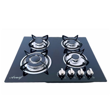 Aruif Built-In Tempered Glass Countertop 4 Burner Gas Hob