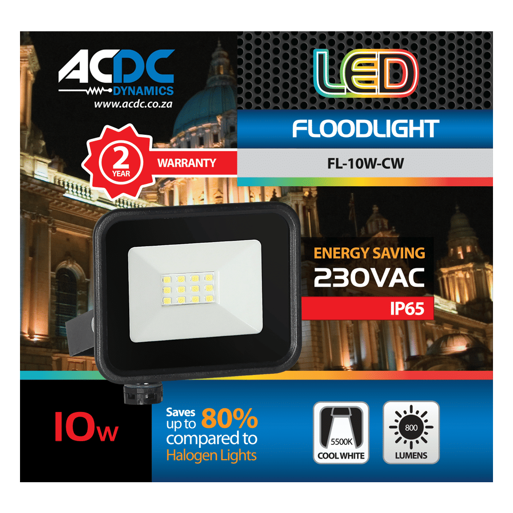 220-240VAC, 10W LED, Cool White, Mini LED Flood IP65 120x85