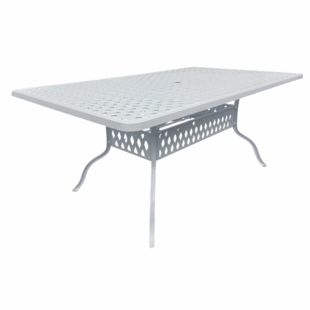 Cottage Aluminium Dining Set 8-Seater (White, Charcoal Cushions)