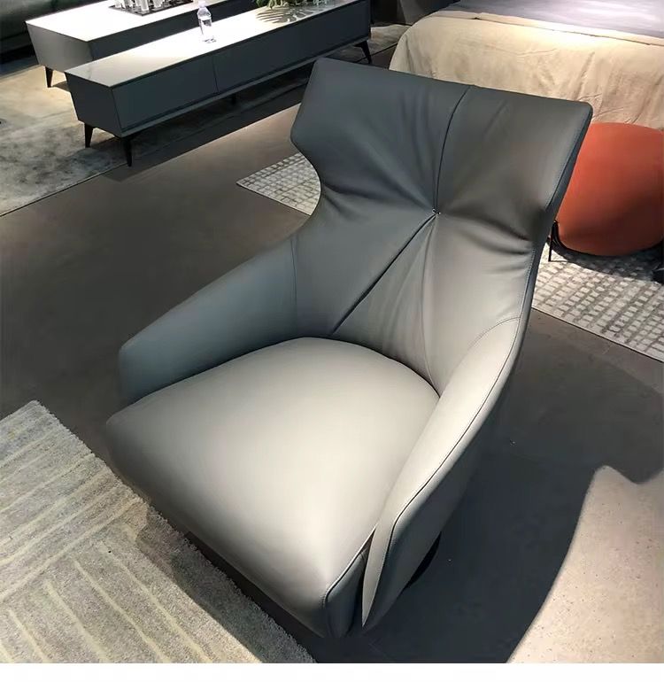Modern Metal Dining Chair, Dining Chair Swivel Armrest Leather Chair, Kitchen Chair with Metal Legs, non-Slip Foot pads, Upholstered Swivel Office Chair for Bedroom Office Kitchen Dining Room