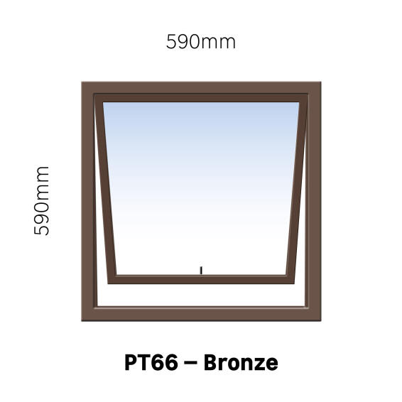 Aluminium window bronze top hung PT66 1 vent W600MM x H600MM