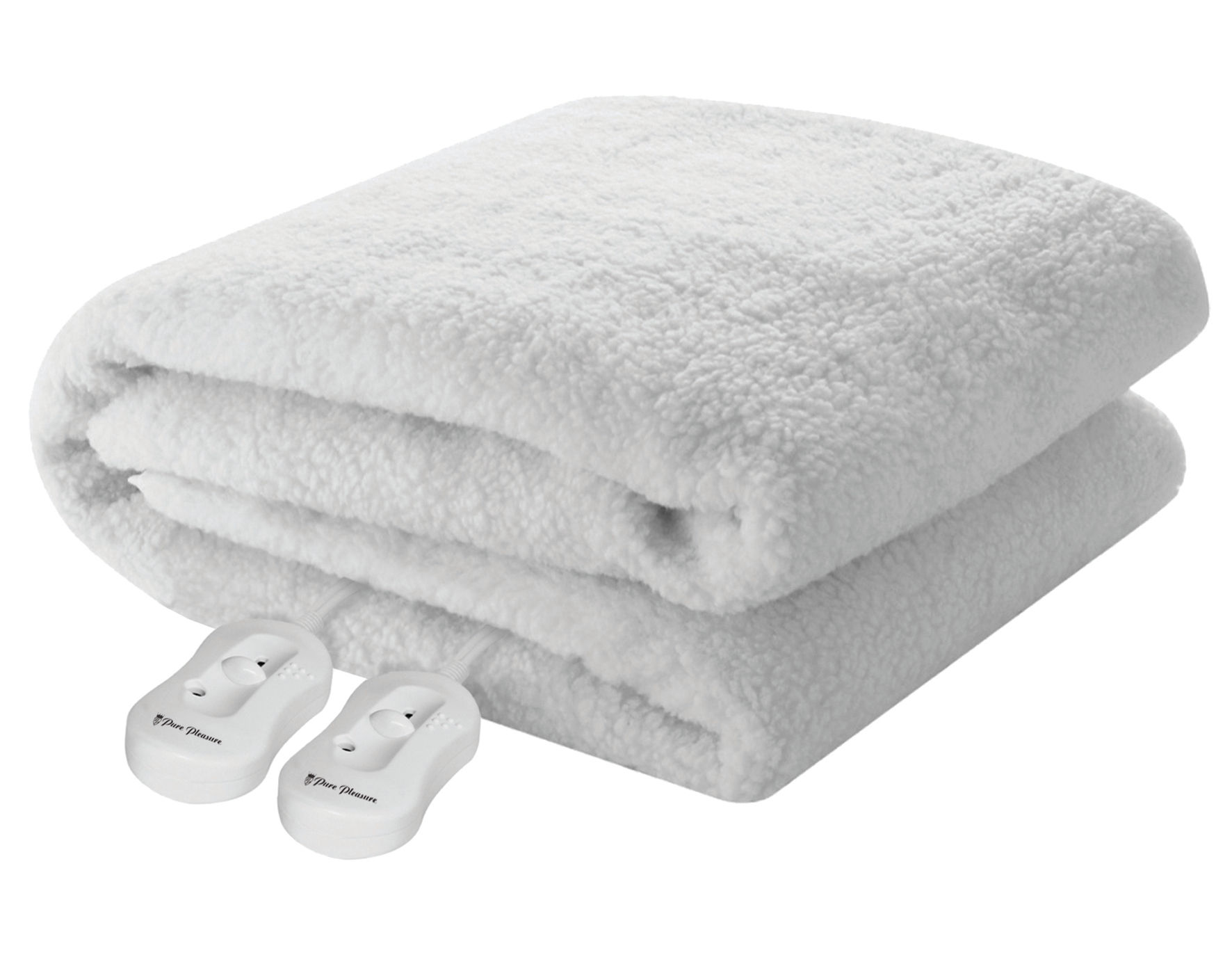 Pure Pleasure - King Sherpa Fitted Electric Blanket W/ Elastic  Straps 183X188