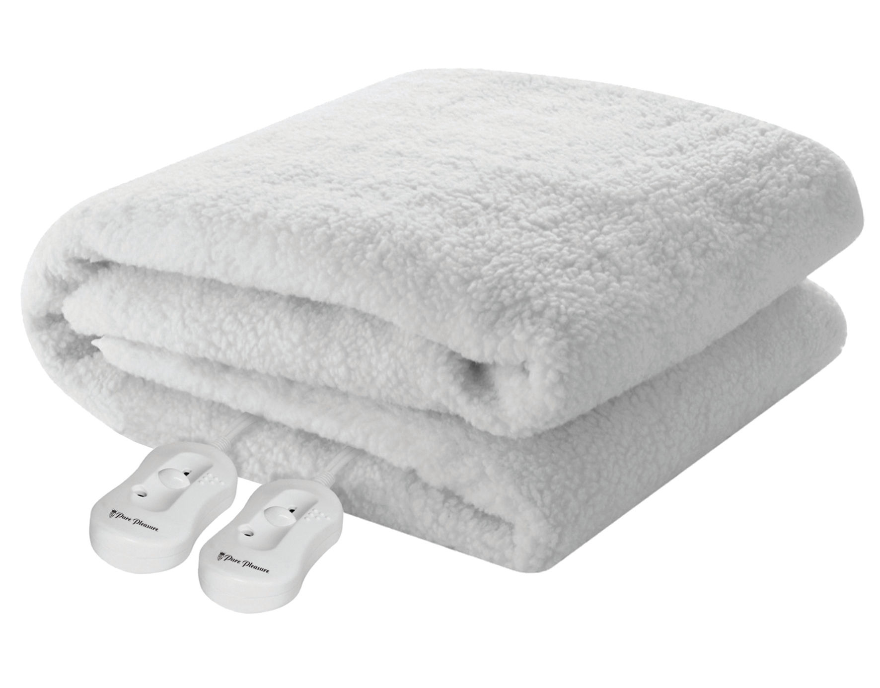 Pure Pleasure - King Sherpa Fitted Electric Blanket W/ Elastic  Straps 183X188