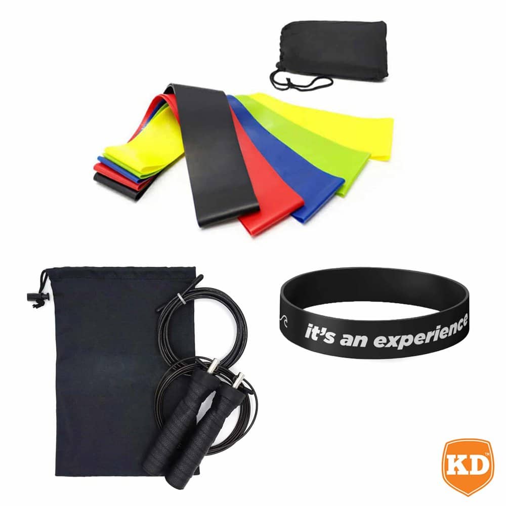 Killer Deals speed skipping rope (black) + resistance loop exercise bands (x5) Combo