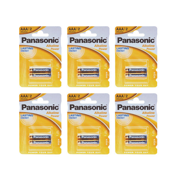 Panasonic AAA Alkaline 2 Pack Batteries  x 6 Packs (LR03APB/2BP/6)
