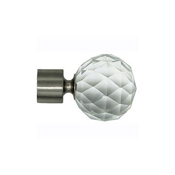 Matoc Designs Finial for 25mm Curtain Pole - CRYSTAL BALL Silver (Pack of 2)
