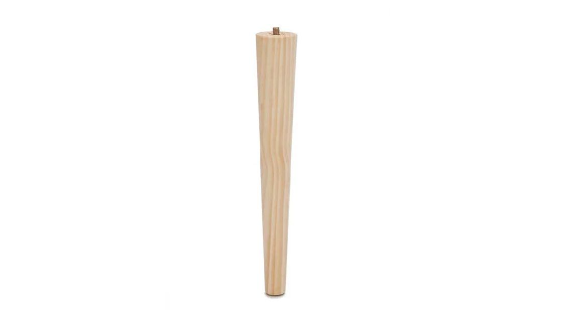 Cone Leg with M8 Bolt, H300mm x 45mm x 25mm, Raw Pine (4 Pack) BY WOODLY