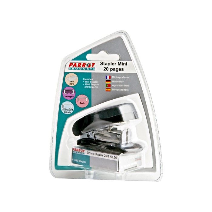 Plastic Mini Stapler (Black) and Staples (1000*26/6)