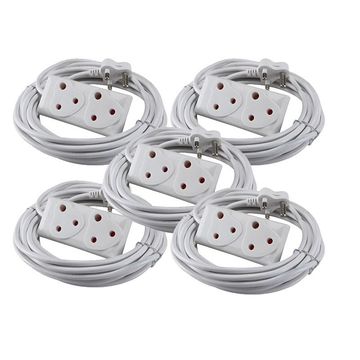 15m Extension Cord With A Two-Way Multi-Plug Extension Lead Bulk 5 Pack