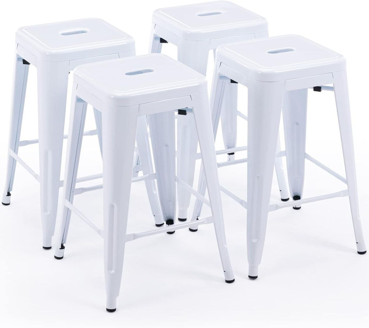 Metal Stackable Bar Stools - White-4 pack