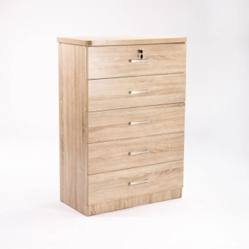 TITAN 5 Drawer Chest – Oak Finish Modern Storage Cabinet