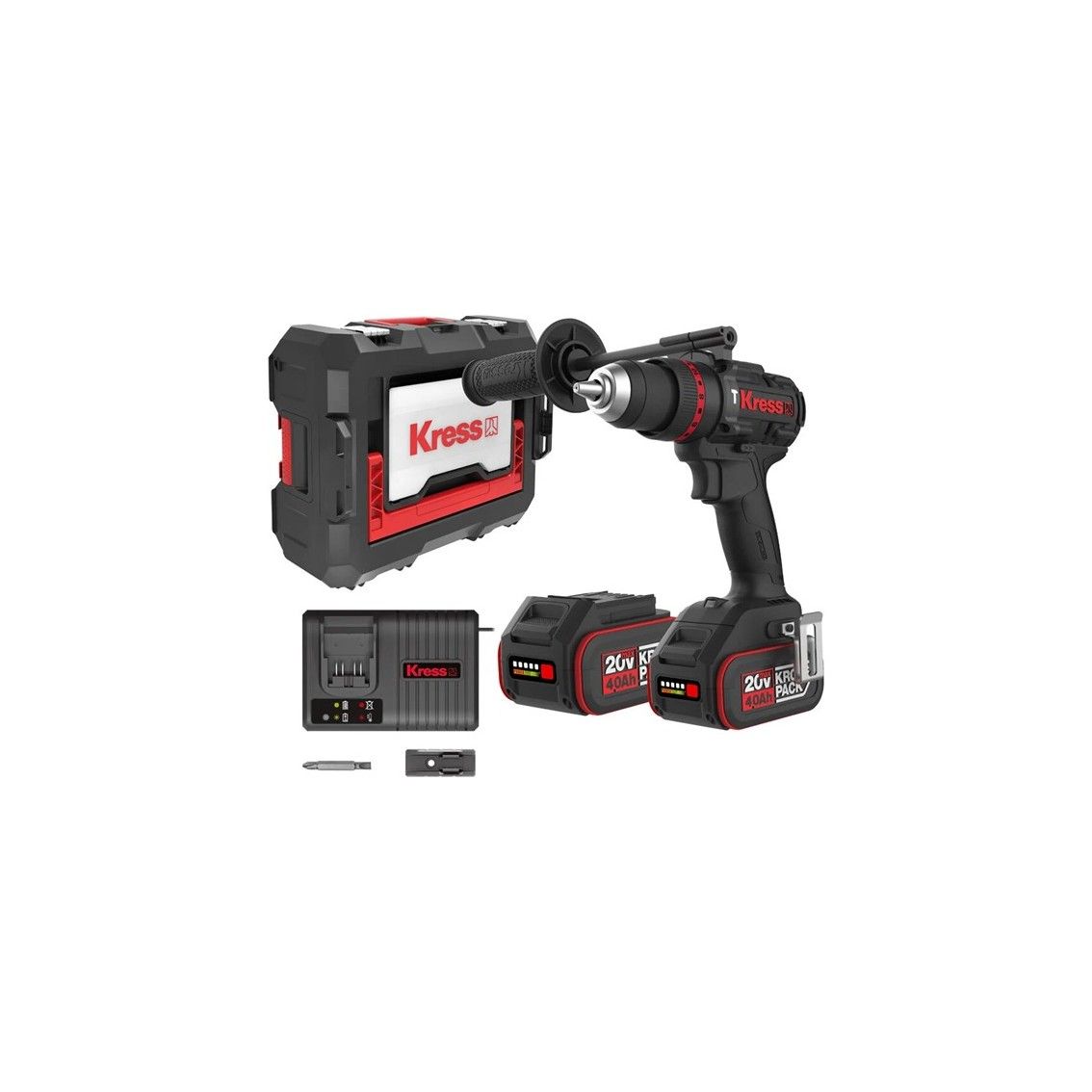KRESS Hammer Drill BL 13mm 90Nm 20V Kit