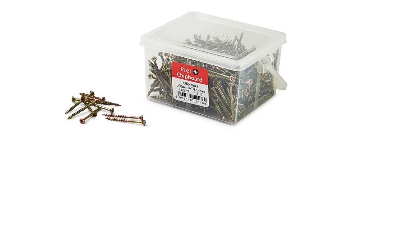 Chipboard Screws, Pozi, No.6, 3.5mm x 50mm, 500 Pieces BY WOODLY