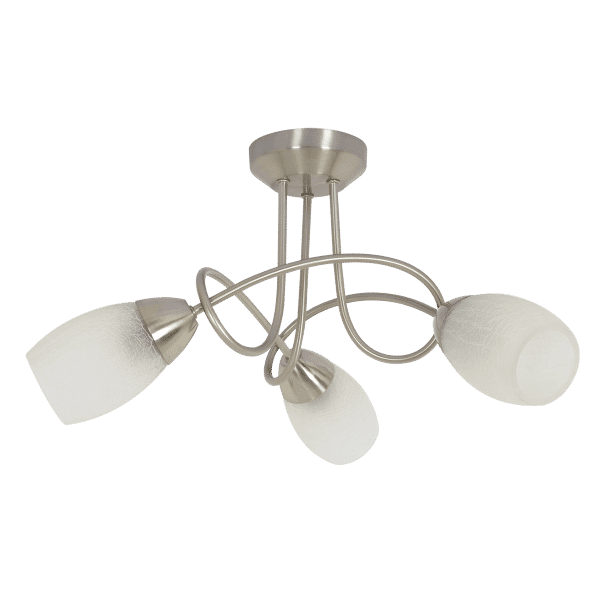 Zebbies Lighting Mitis 3 Light Satin Nickel Ceiling Light with Frosted Glass
