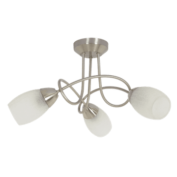 Zebbies Lighting Mitis 3 Light Satin Nickel Ceiling Light with Frosted Glass