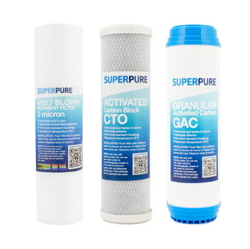 SUPERPURE 10 inch Slimline Basic Pre-Filter Replacement Set - White / Blue