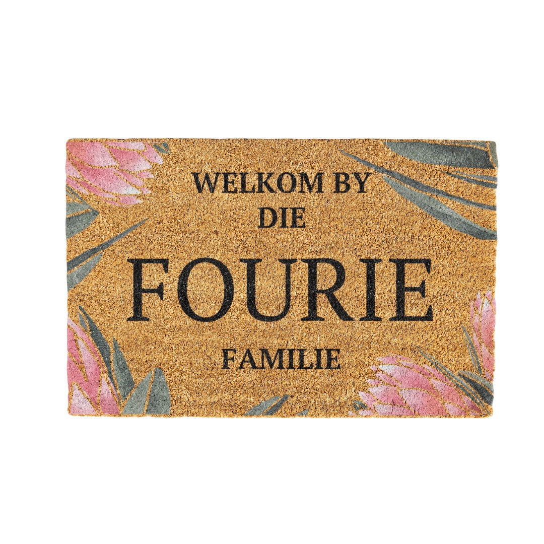 Fourie Familie Naam Coir Doormat Design 700 x 400 mm
