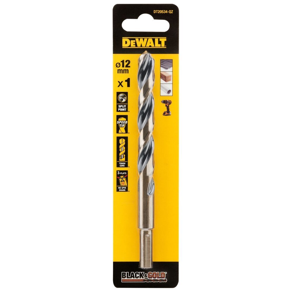 DEWALT DT20534 12MM BLACK GOLD HSS DRILL BIT |DT20534-QZ